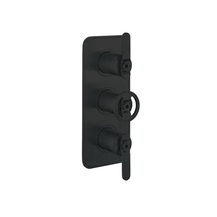 Cutout image of Crosswater UNION Matt Black Two-Outlet Shower Valve